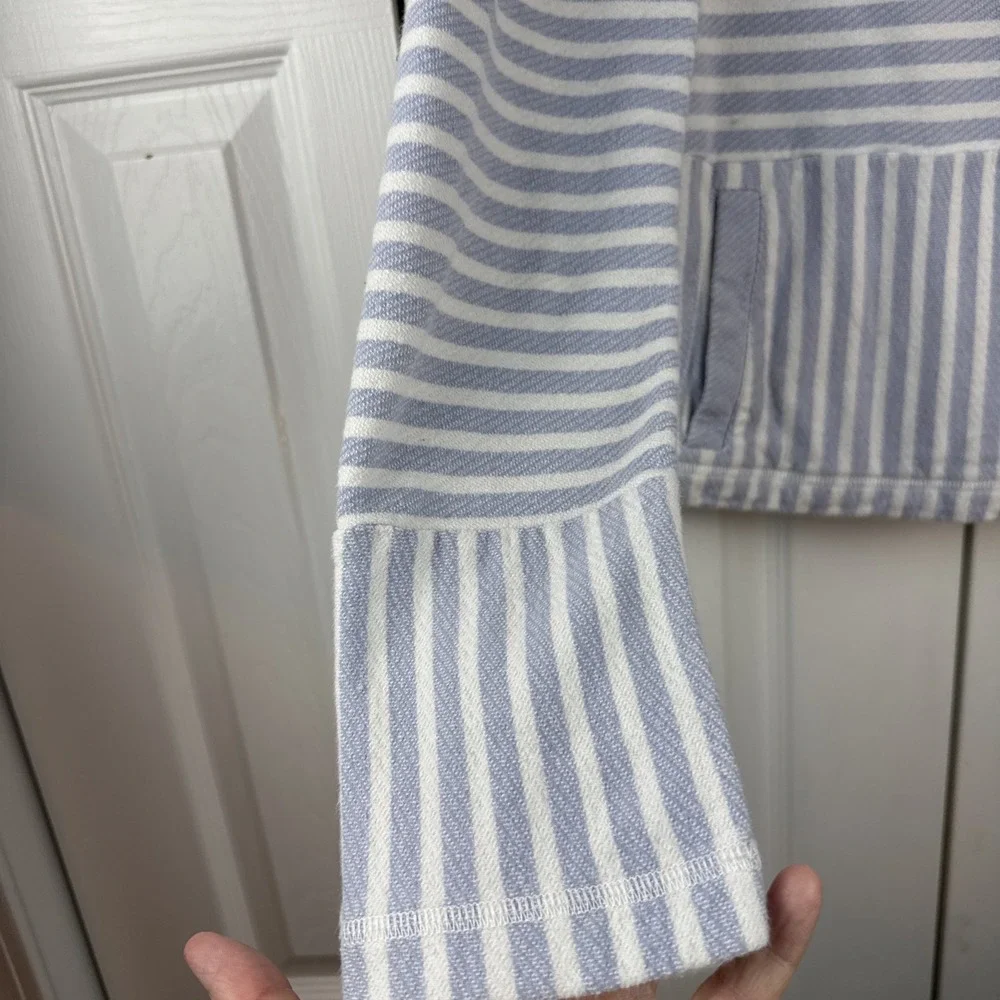 J. Crew Hoodie Womens Large Blue Striped Pullover Cotton‎ Beach - Picture 4 of 8